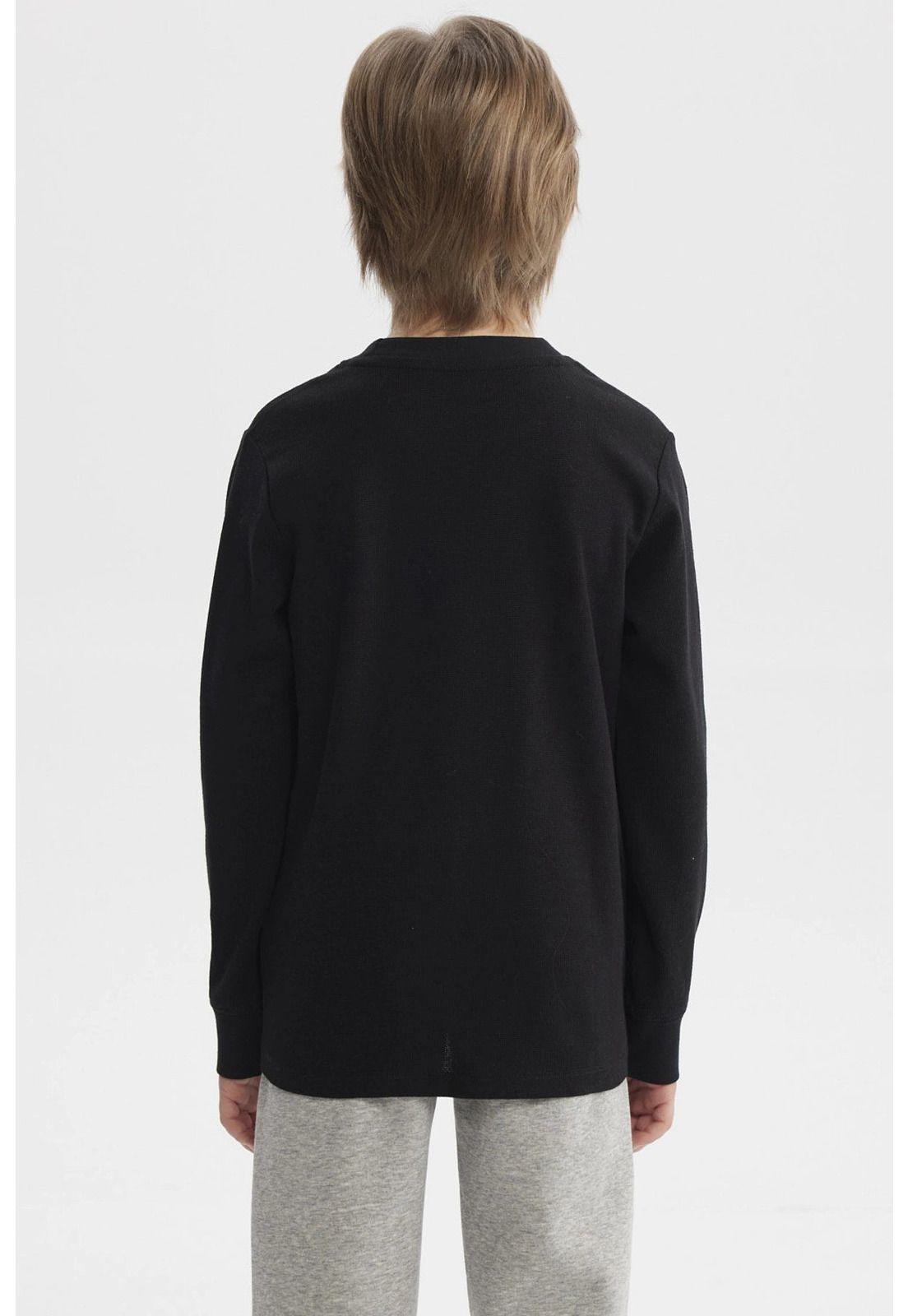 Polera Niño College Con Puños Negro-2