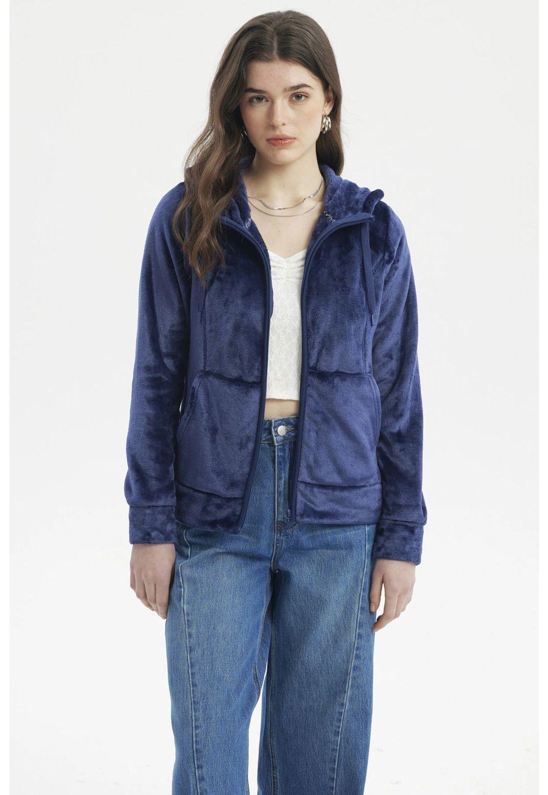 Polar Mujer Abierto Plush Azul Oscuro-0