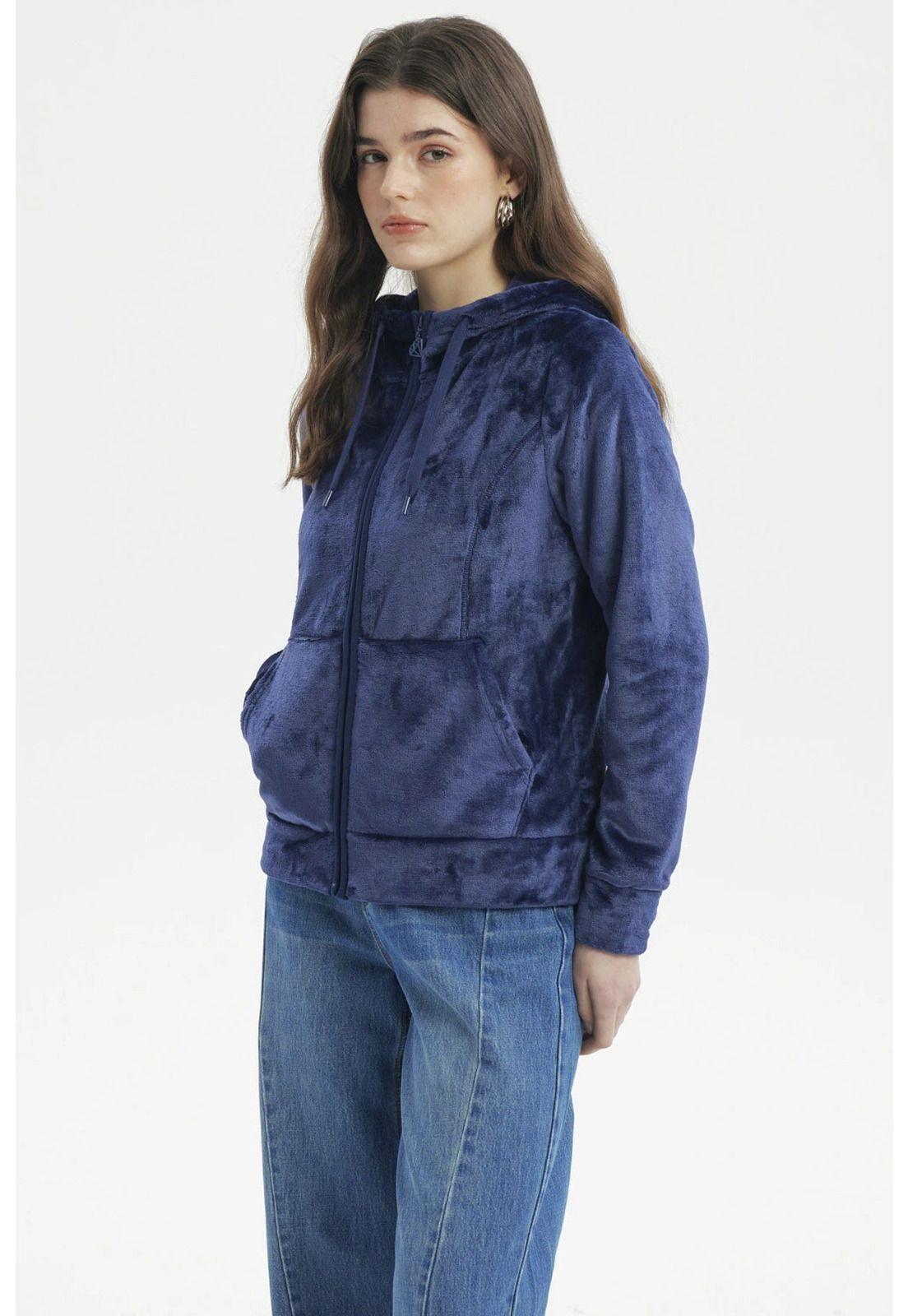 Polar Mujer Abierto Plush Azul Oscuro-1