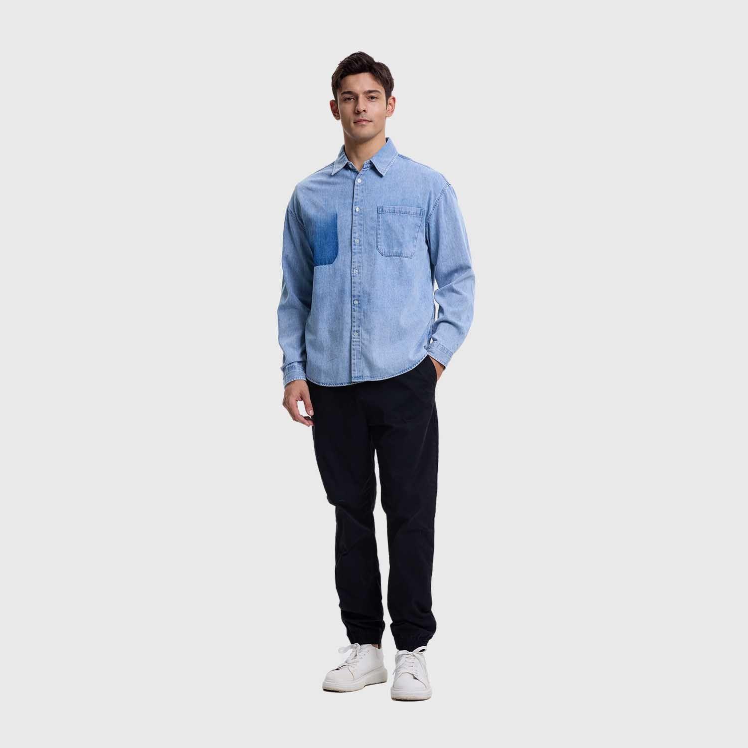 Camisa Hombre Sobrecamisa Denim Azul Fashions Park-3