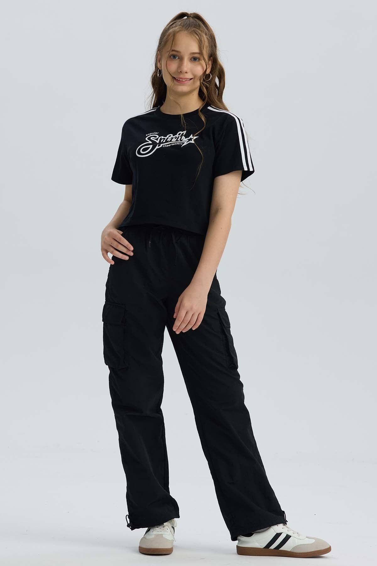 Pantalón Niña Parchute Cargo Negro-3