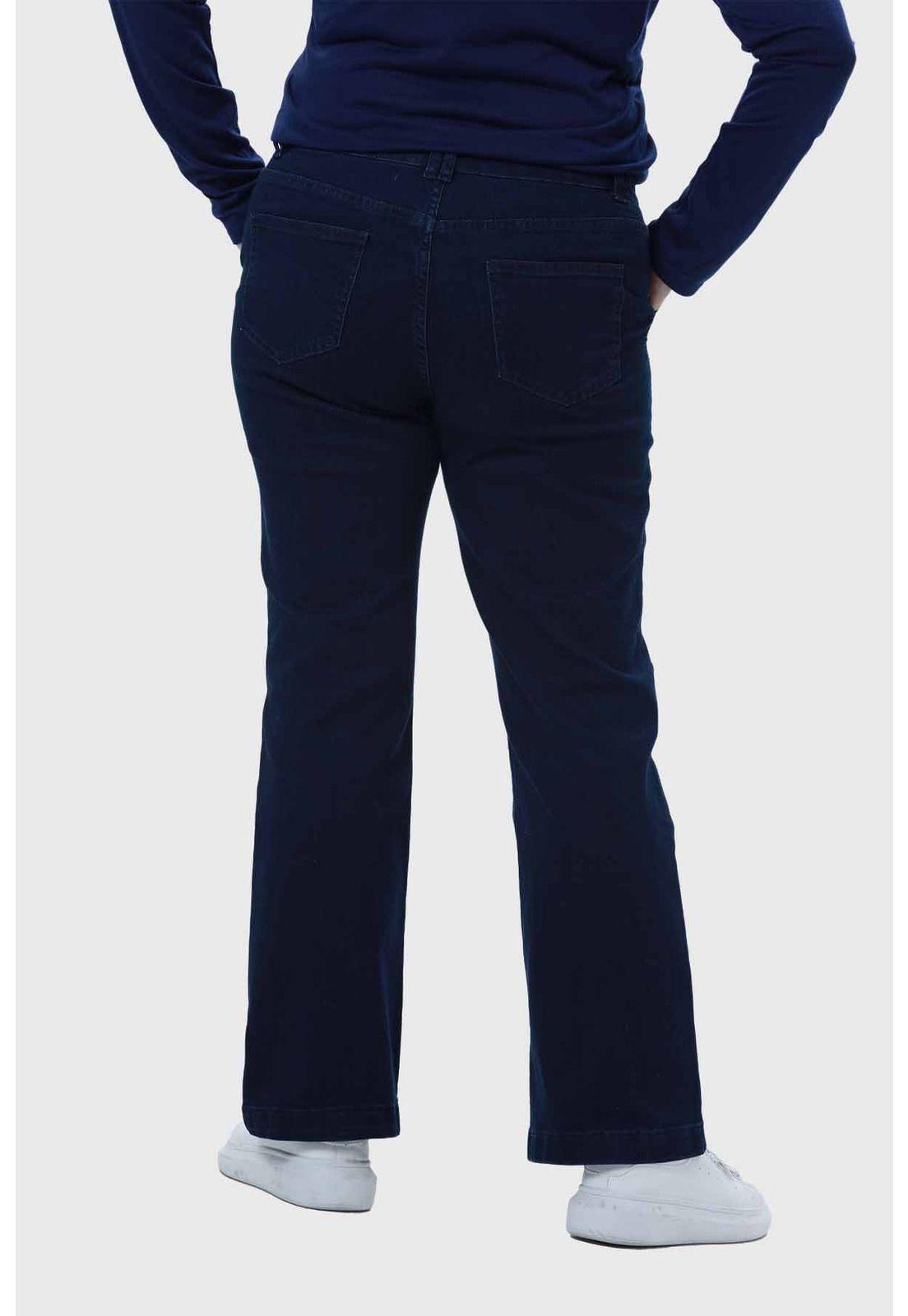 Jeans Mujer Flare Bolsillo Parche Azul-2