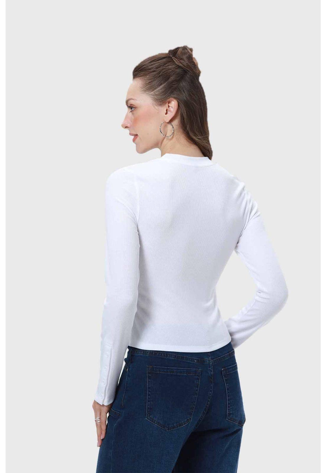 Polera Mujer Botones Blanco-2