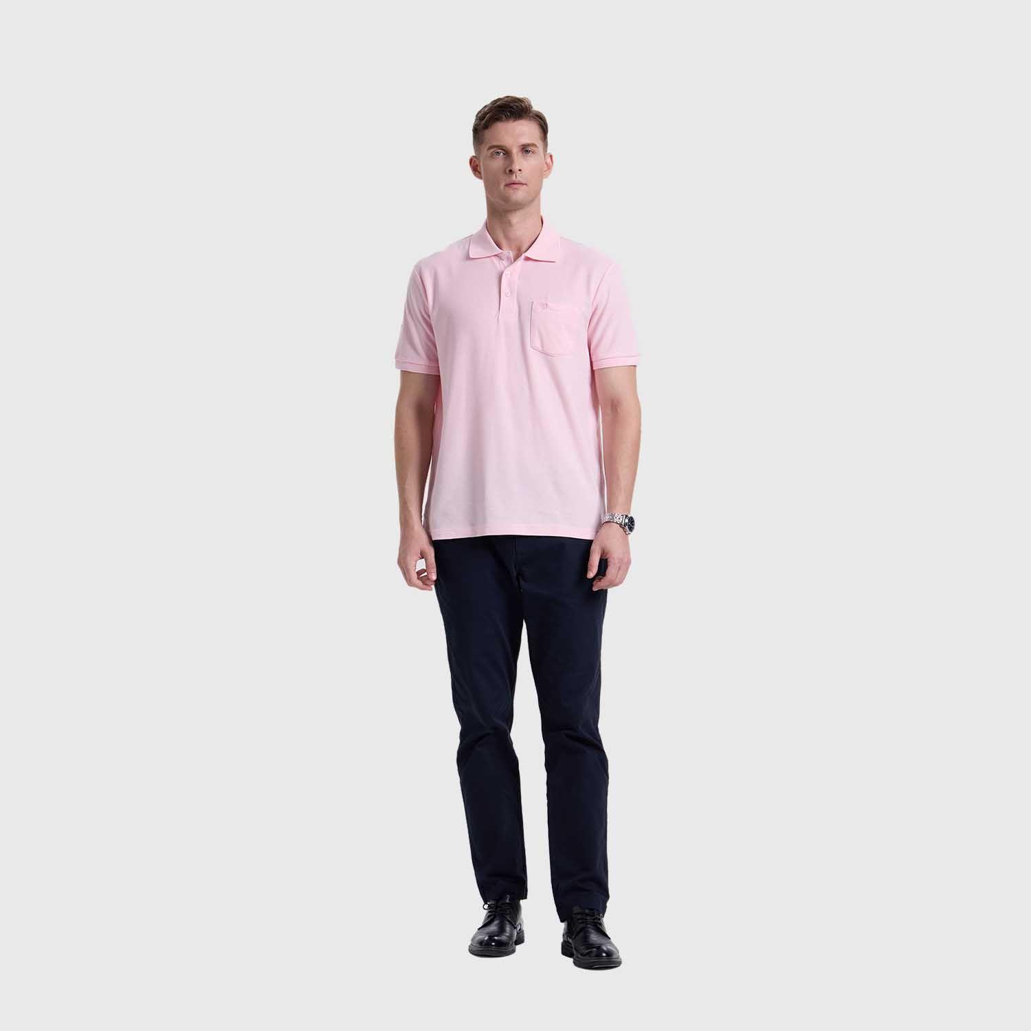 Polera Hombre Pique Básica Lisa Rosado Claro Fashion's Park-3