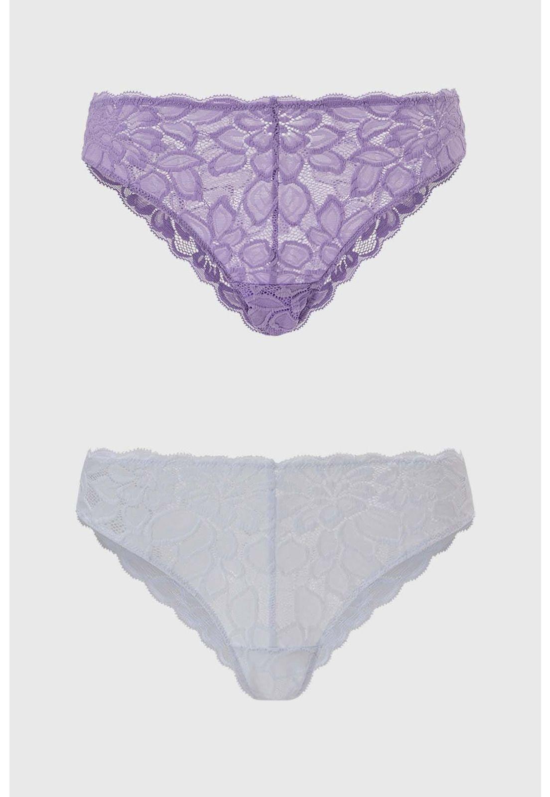 Calzón Mujer Bipack Bikini Encaje Lila-0