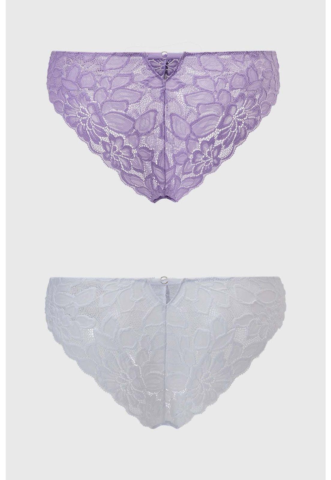 Calzón Mujer Bipack Bikini Encaje Lila-1