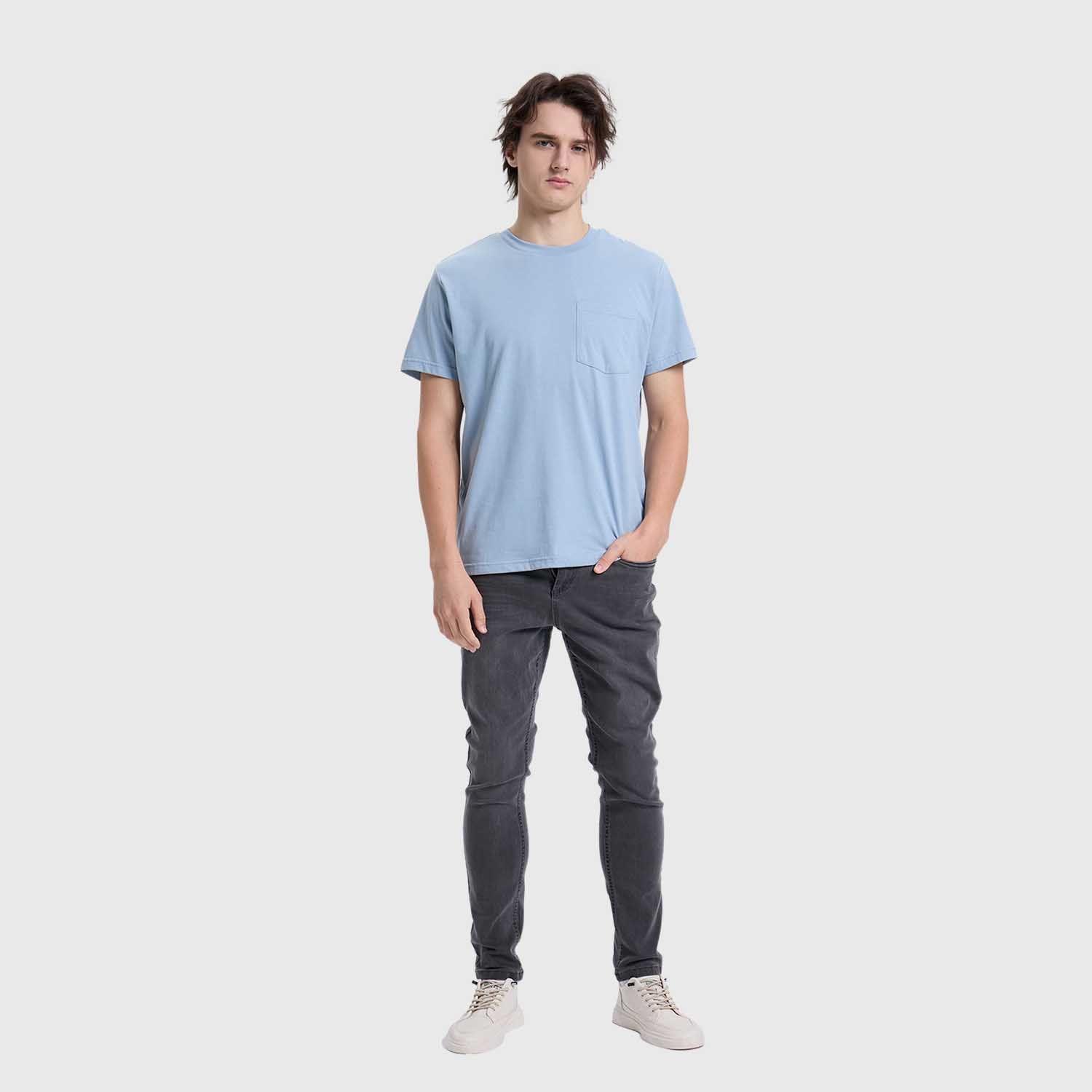 Polera Hombre Con Bolsillo Azul Piedra Claro Fashion´s Park-3