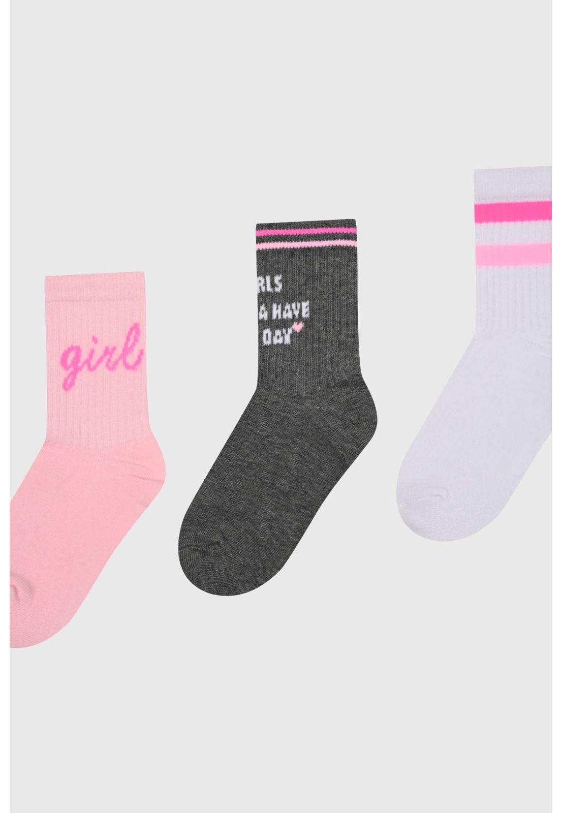 Calcetín Niña Tripack Palo Rosa - ll-1