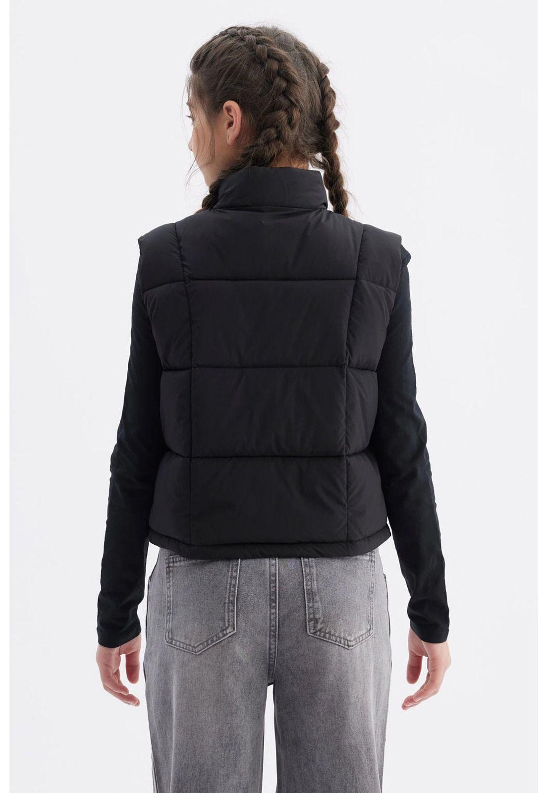 Parka Niña Cuello Con Cierre Negro-2