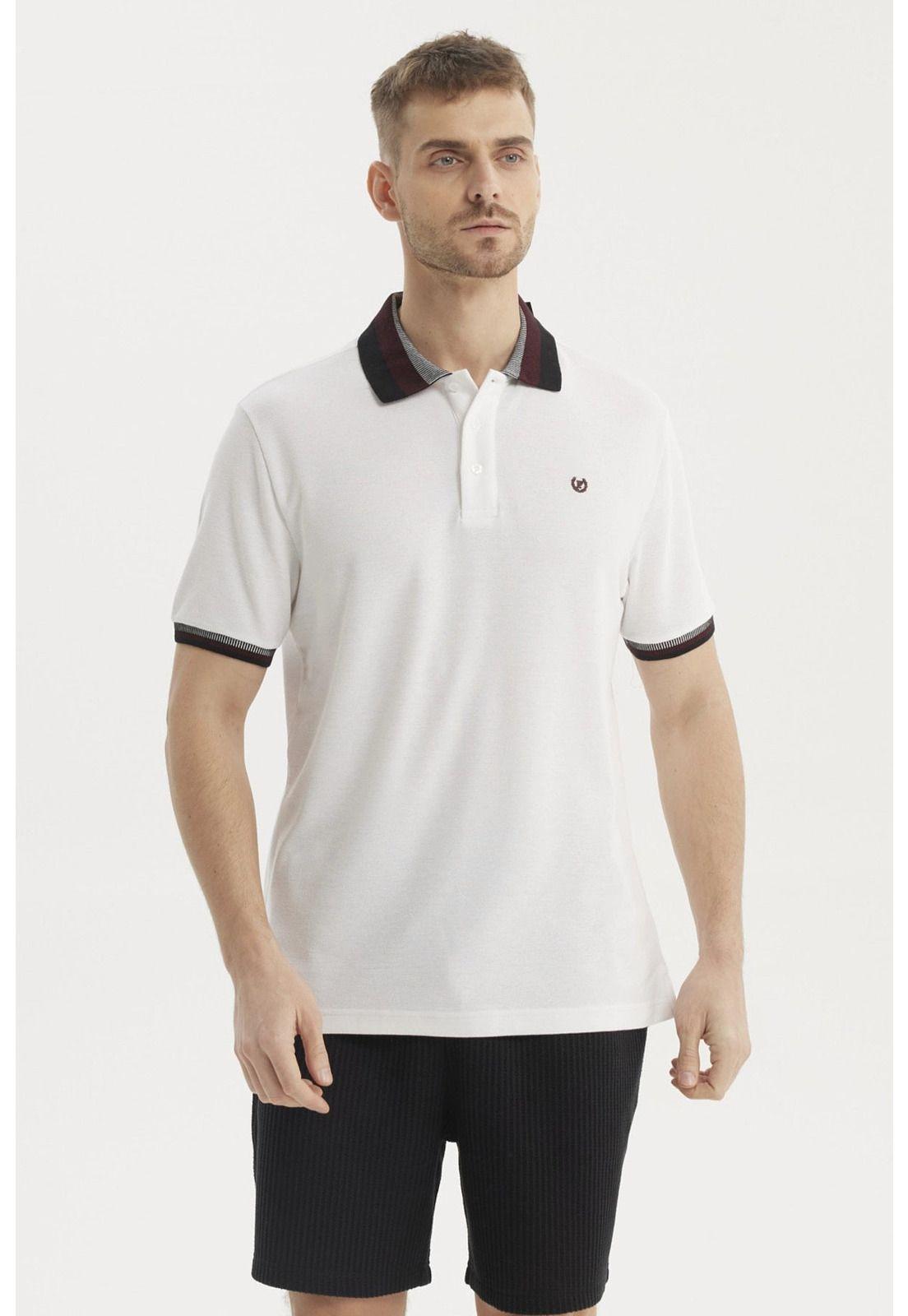 Polera Hombre Cuello Polo Blanco-0