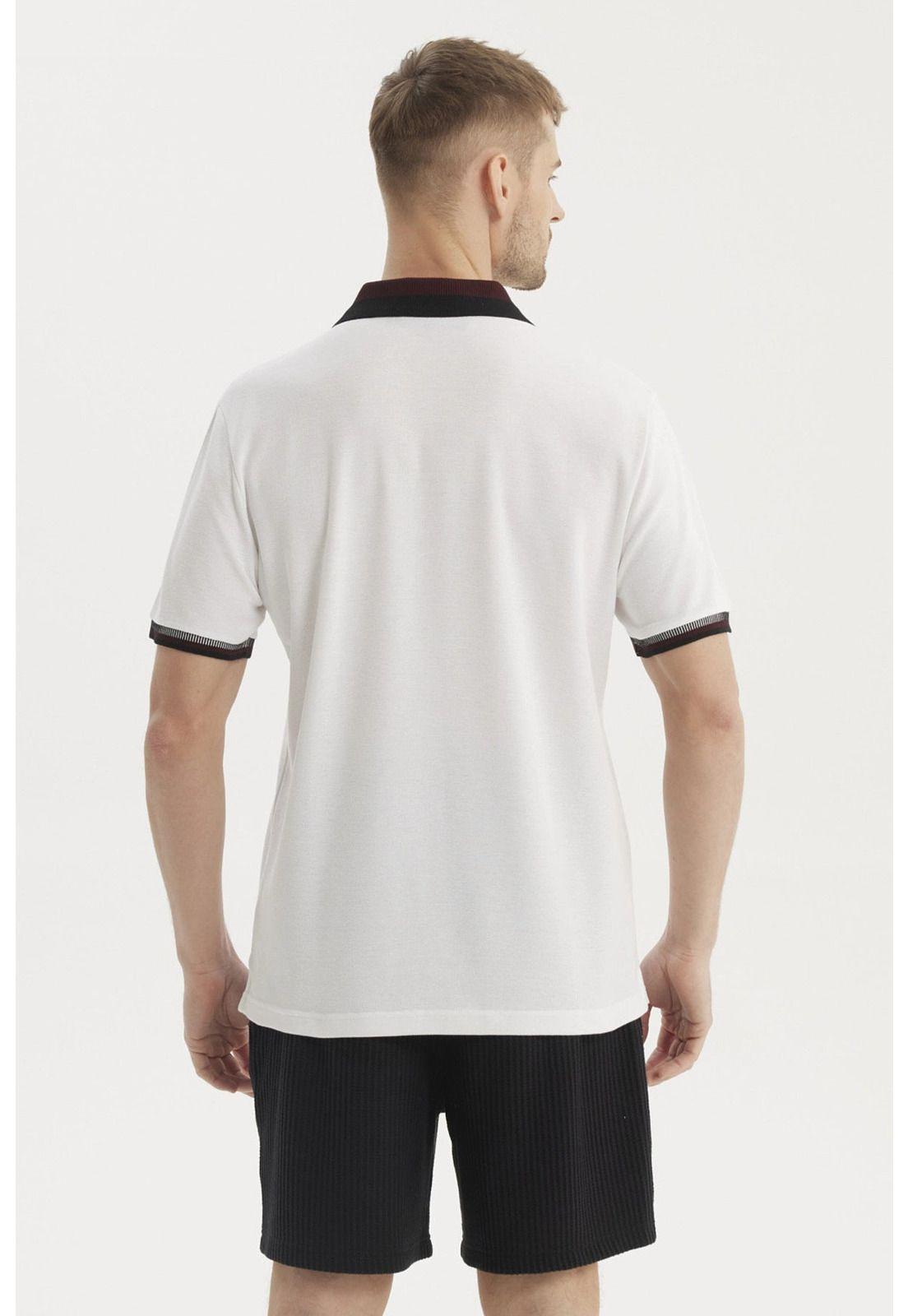 Polera Hombre Cuello Polo Blanco-2