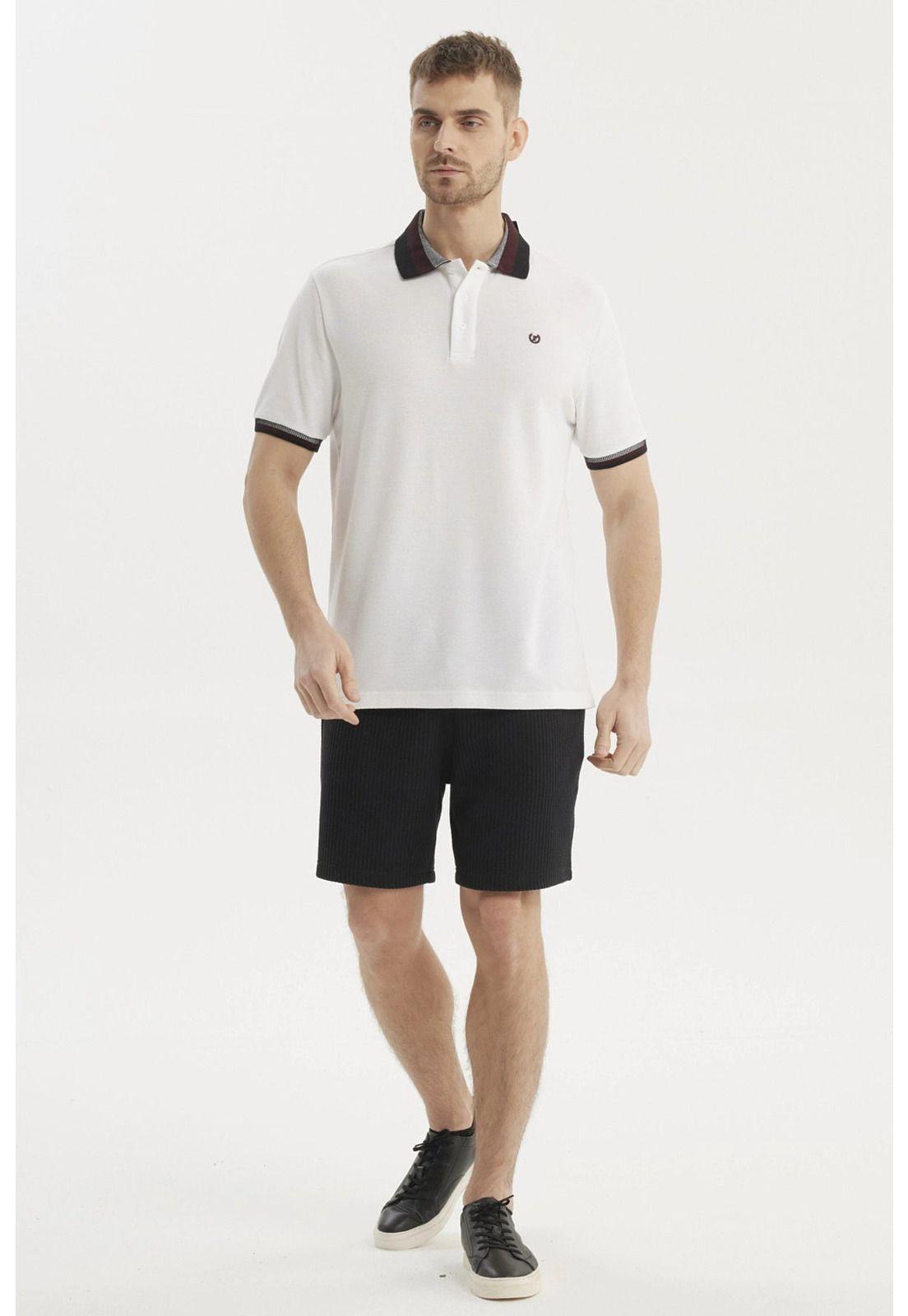 Polera Hombre Cuello Polo Blanco-3