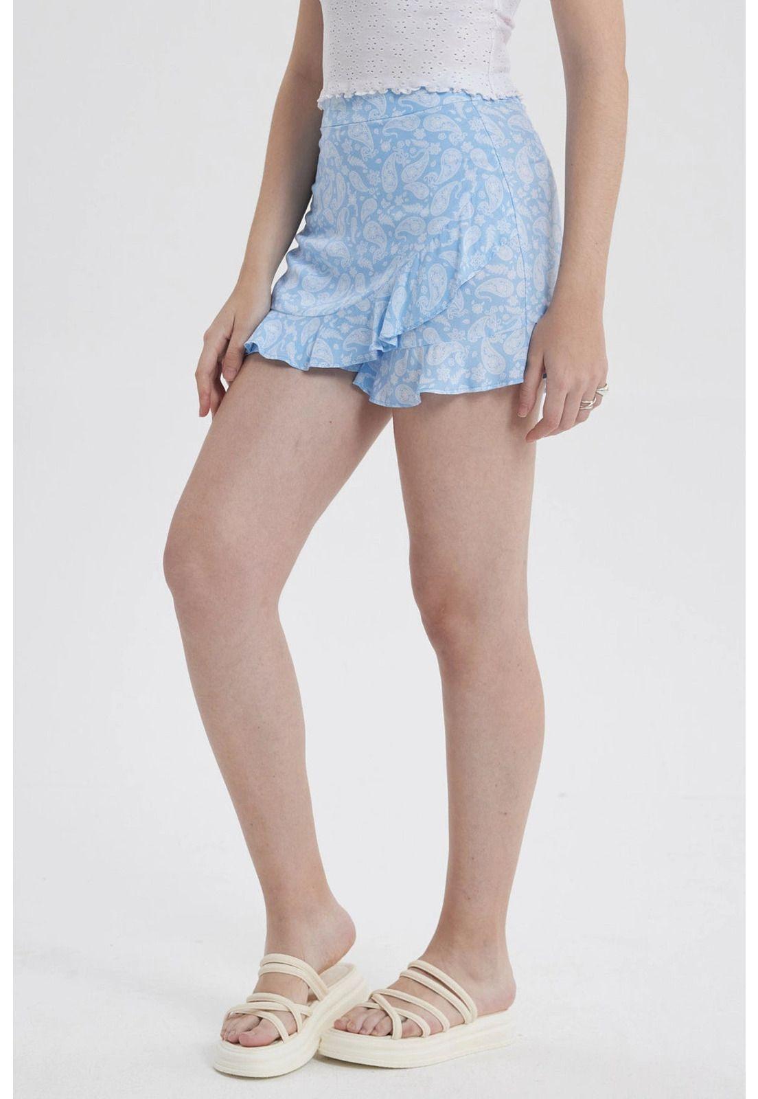 Short Mujer Print Celeste Claro-2