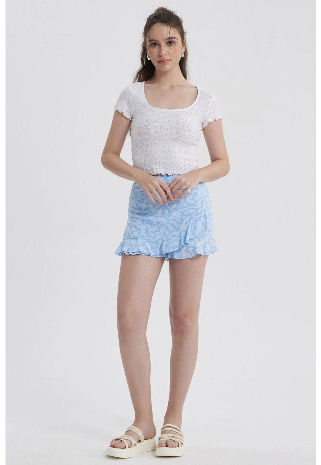 Short Mujer Print Celeste Claro-3