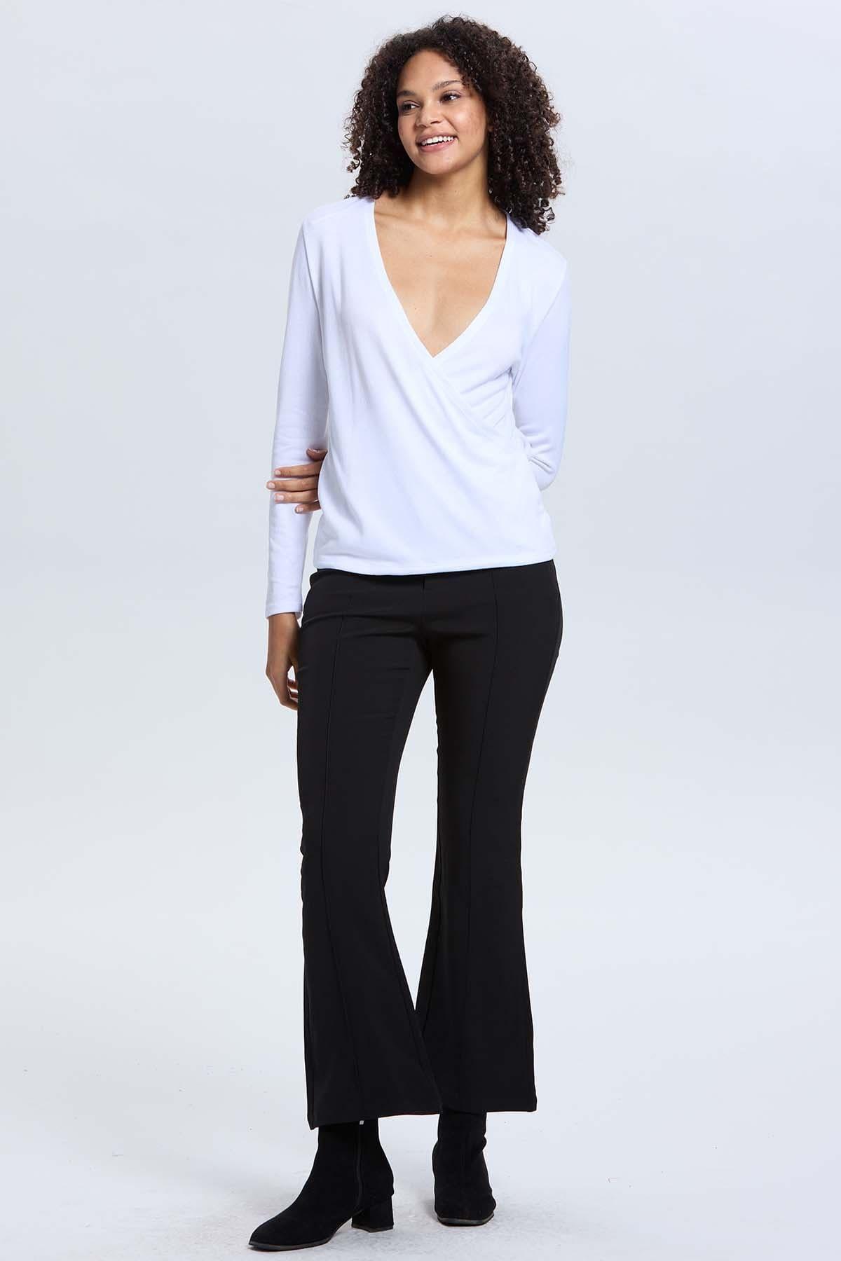 Sweater Mujer Escote V Blanco-3