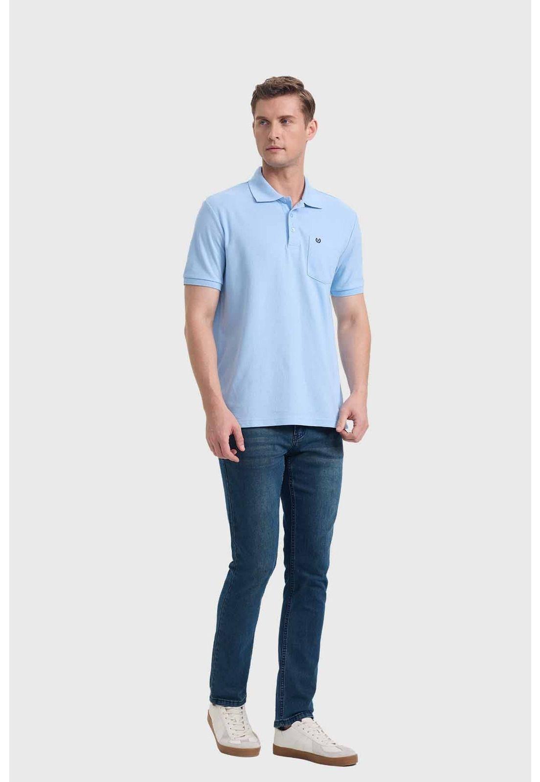 Polera Hombre Básica Piqué Celeste-3