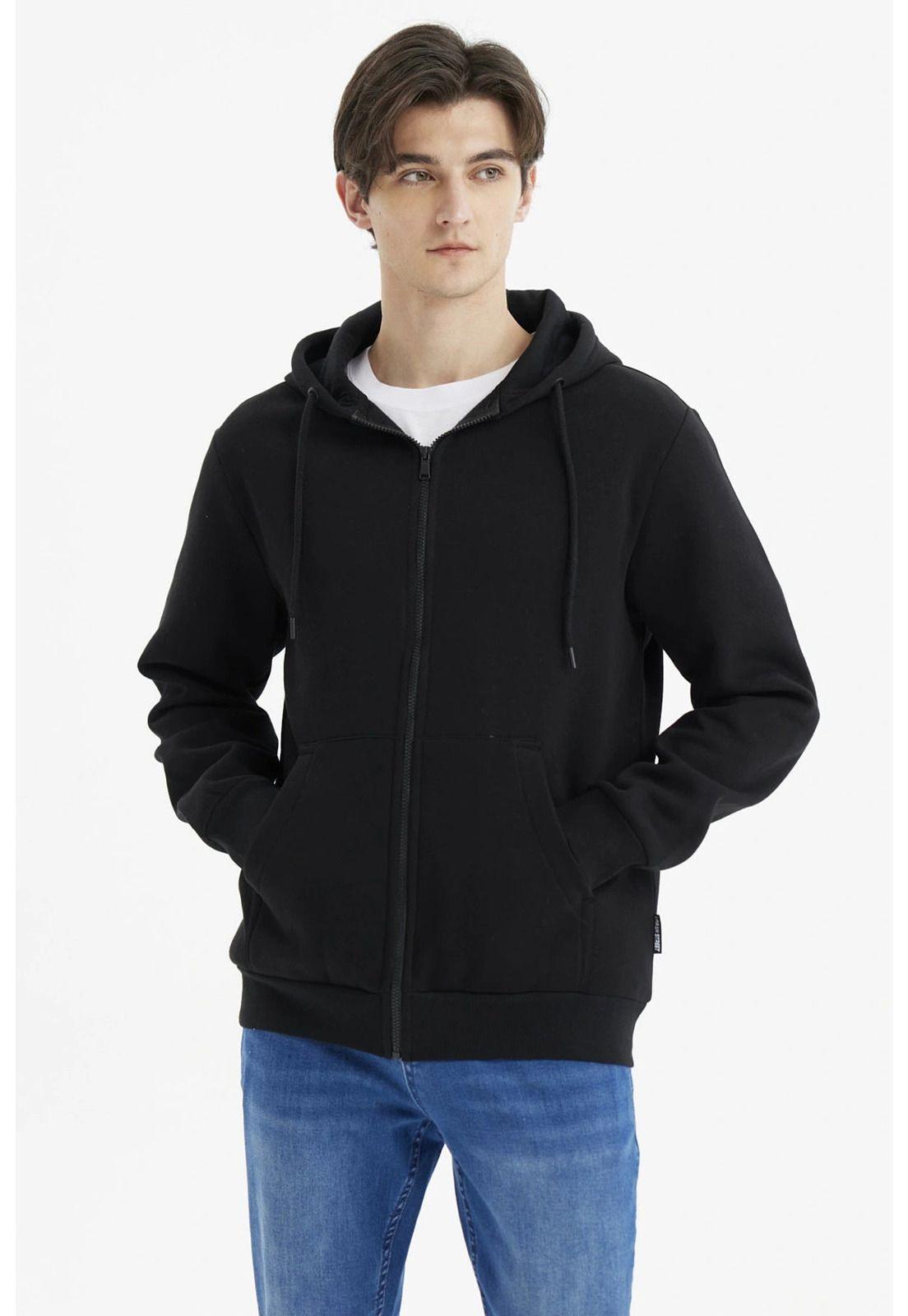 Polerón Hombre Full Zipper Basico Negro-0