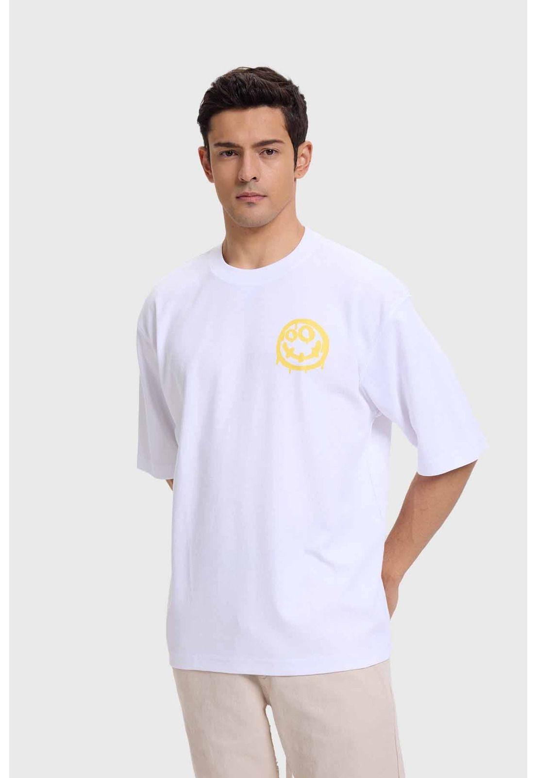 Polera Hombre Print Graffiti Blanco - ll-1