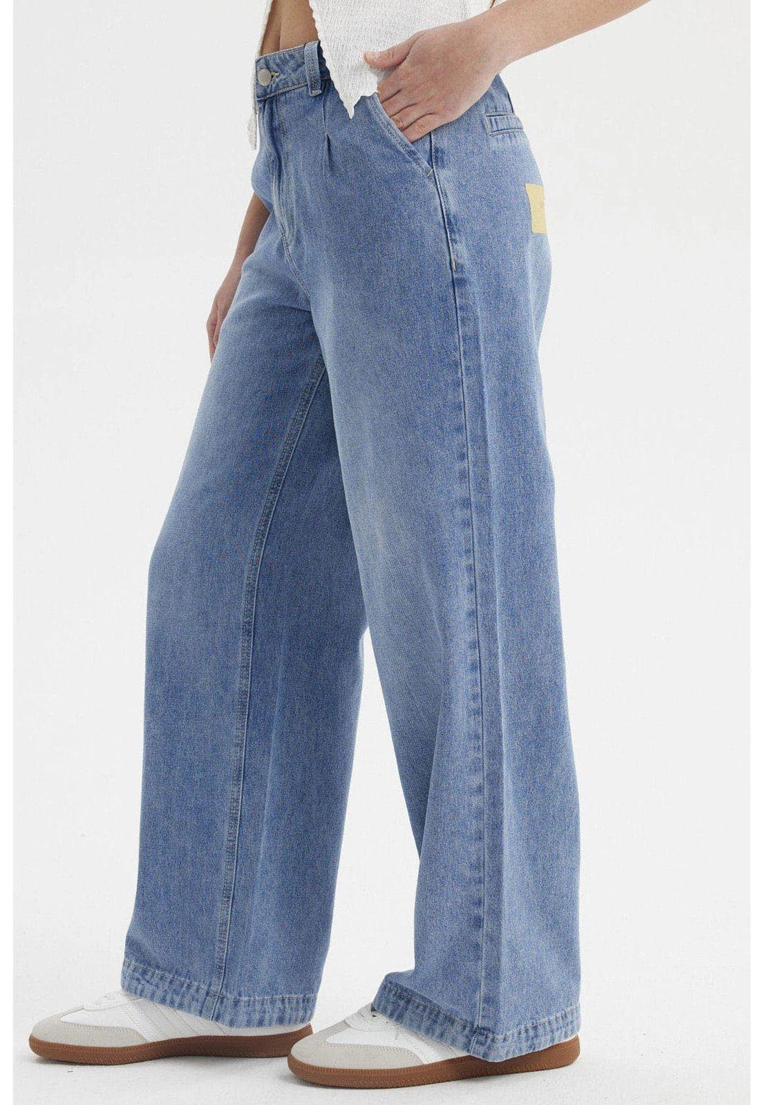 Jeans Mujer Wide Leg Chino Azul-1