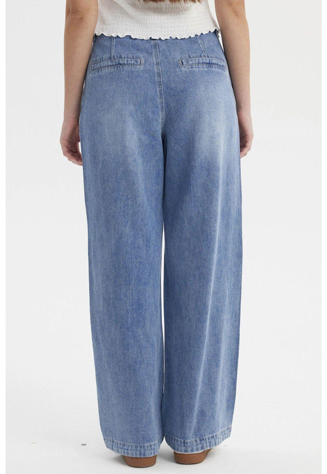 Jeans Mujer Wide Leg Chino Azul-2