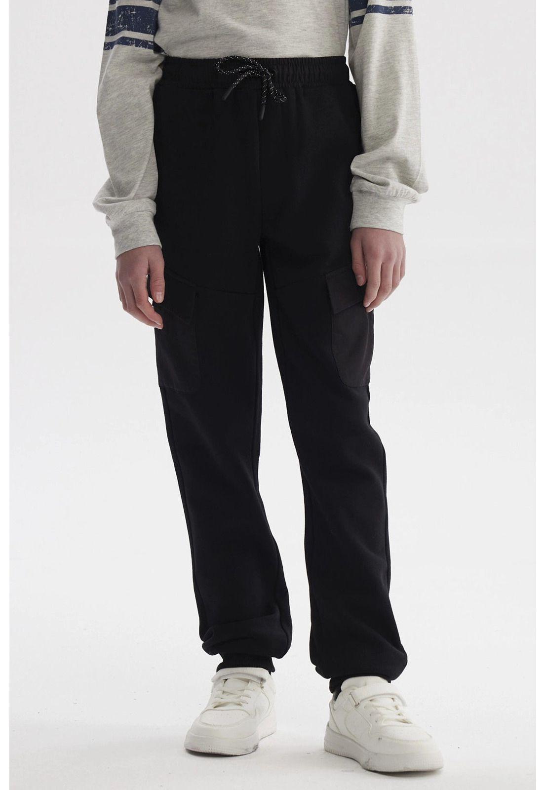 Pantalón Buzo Niño Jogger Cargo Negro - lll-0