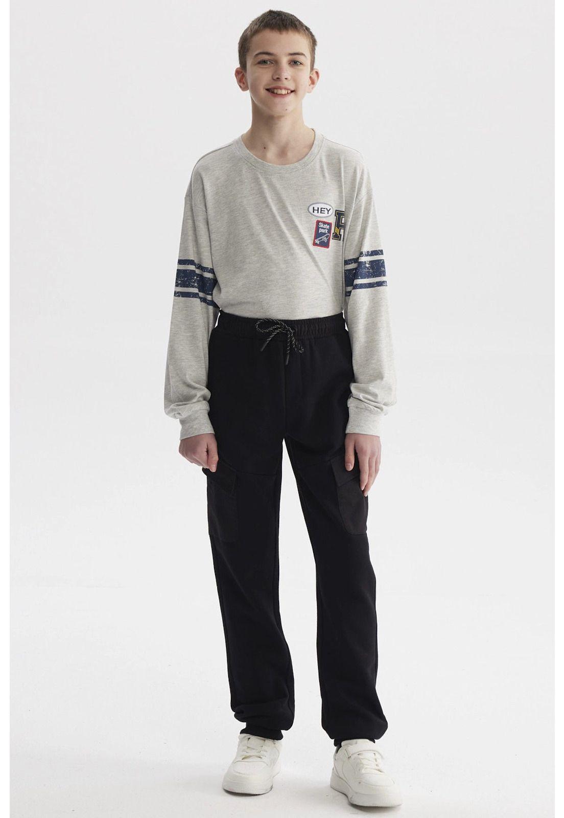 Pantalón Buzo Niño Jogger Cargo Negro - lll-3