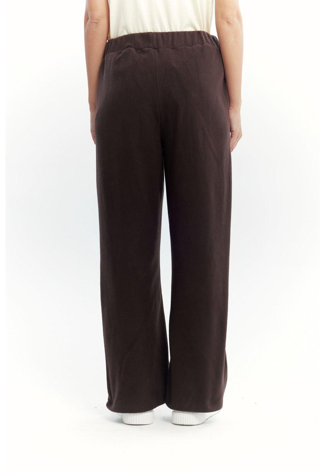 Pantalón Buzo Mujer Calce Recto Micropolar Café Oscuro-2