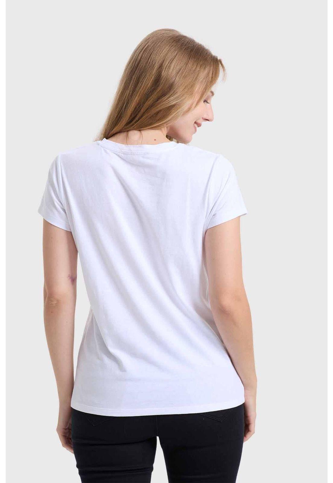 Polera Mujer Básica Print Blanco - V-2