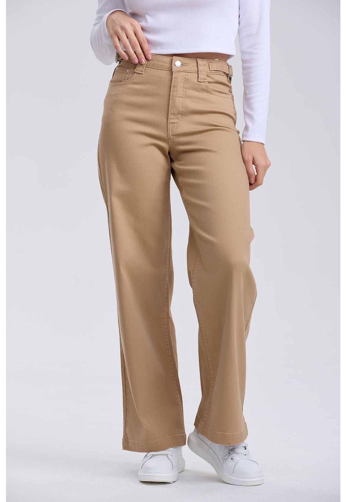 Jeans Mujer Wide Leg Camel-0