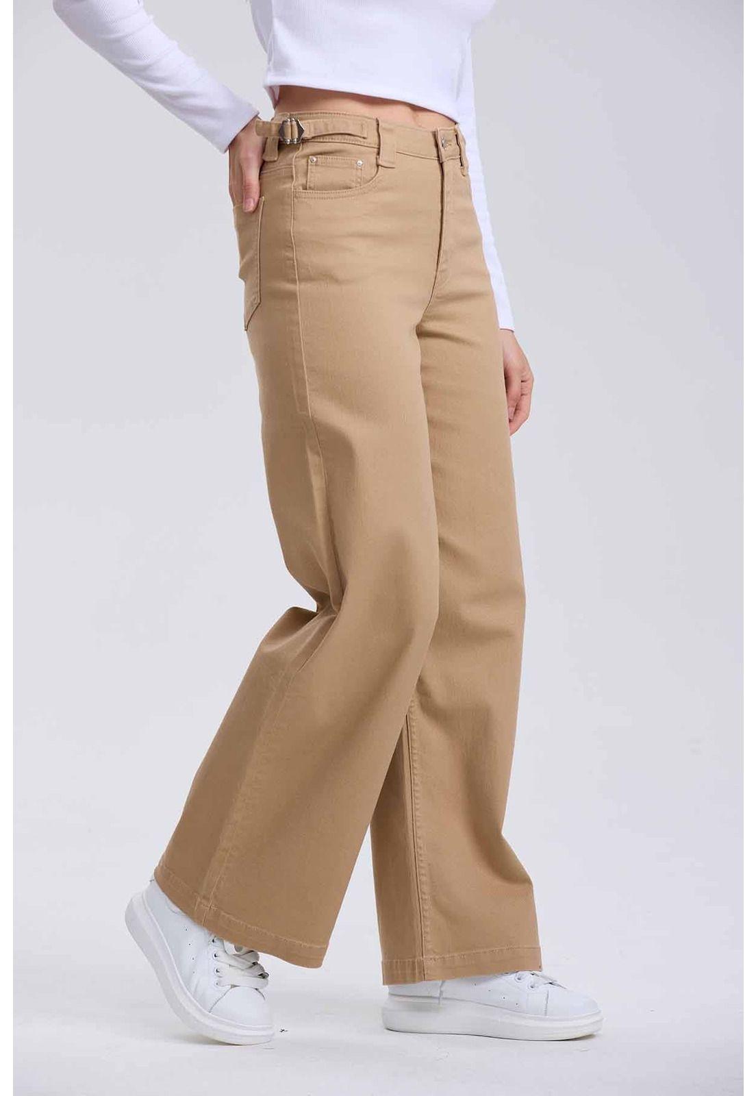 Jeans Mujer Wide Leg Camel-1