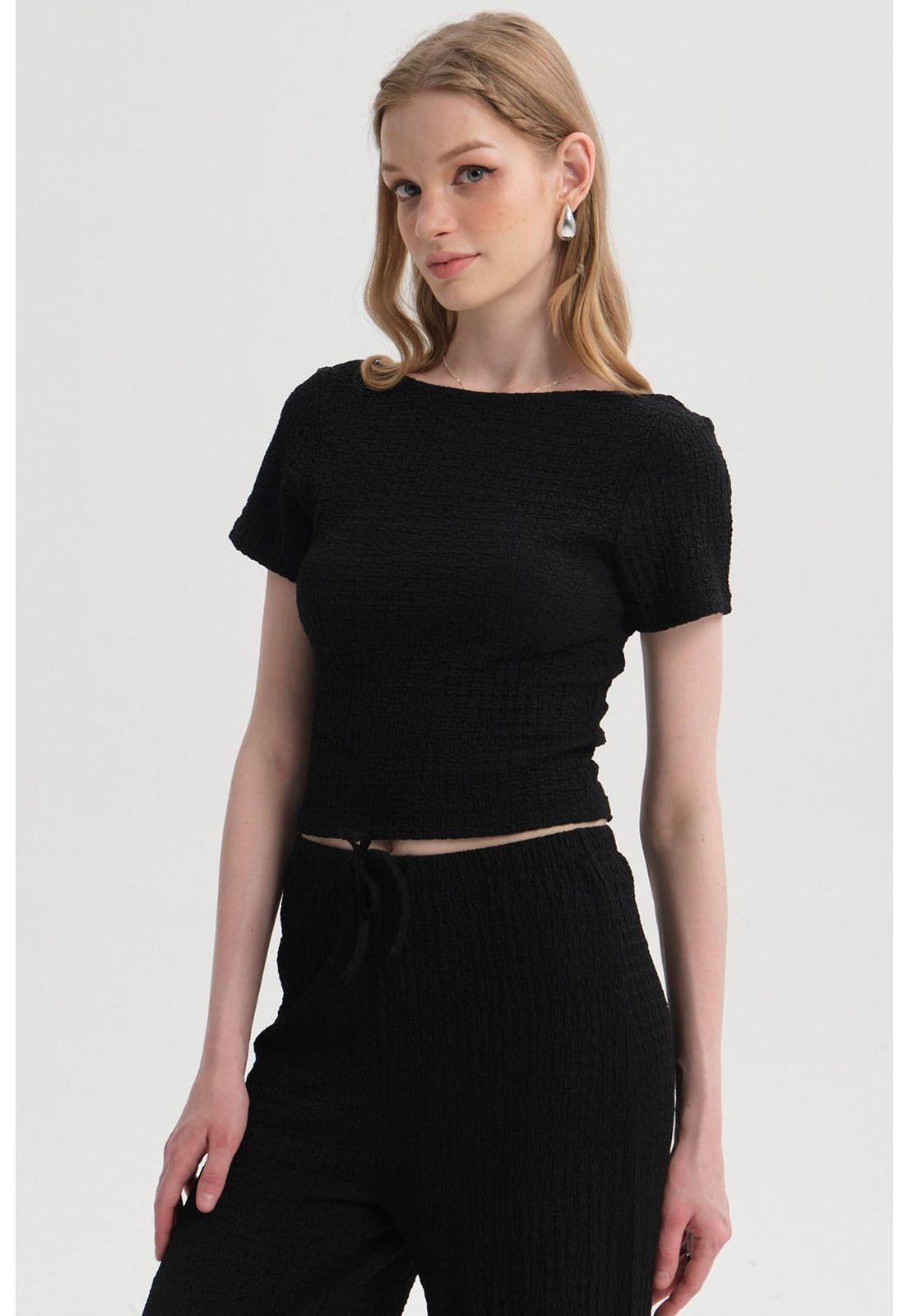 Polera Mujer Textura Negro-1