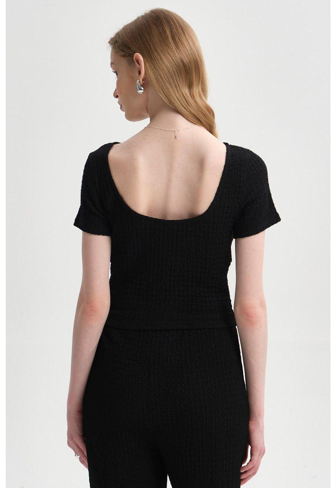 Polera Mujer Textura Negro-2