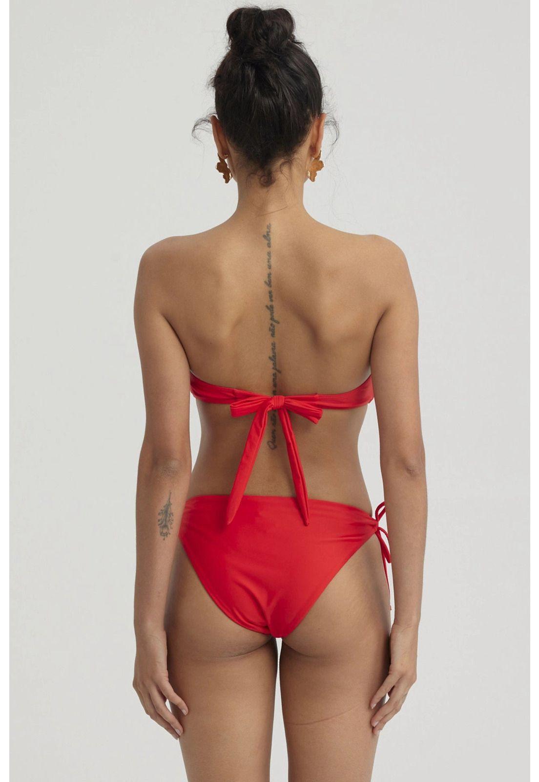 Traje De Baño Mujer Top Strapless Rojo-6