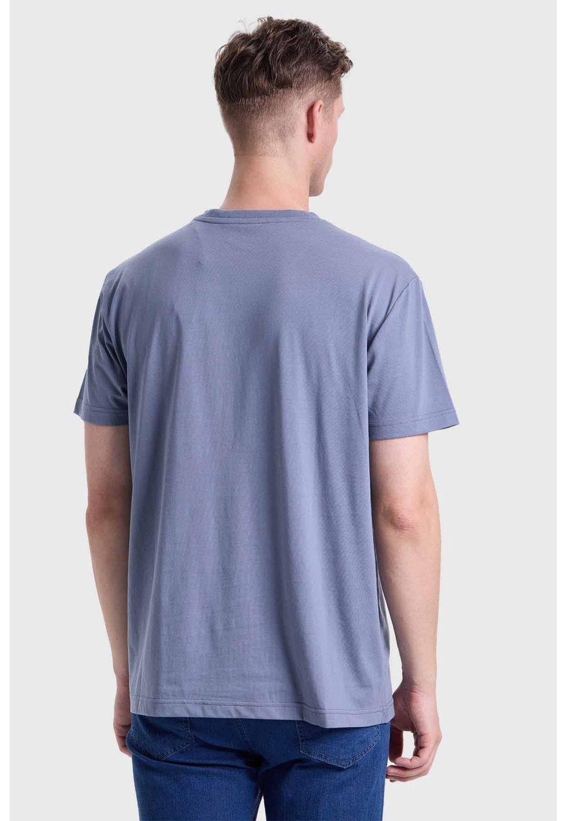 Polera Hombre Cuello V Básica Azul-2