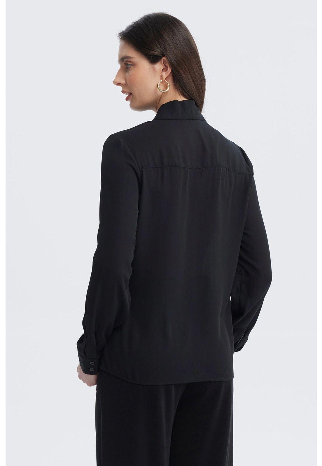 Blusa Mujer Lazo En El Cuello Negro-2