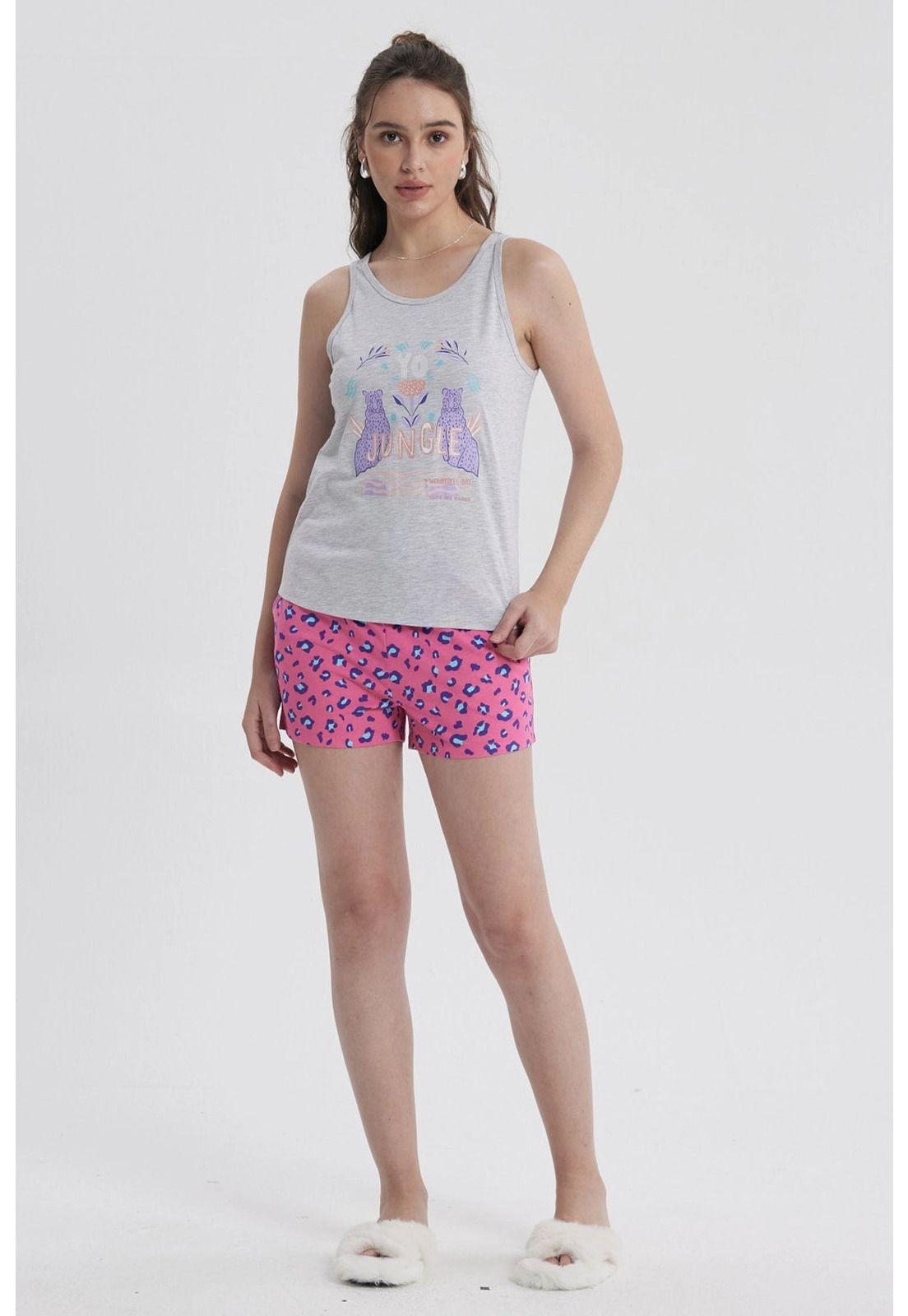 Pijama Mujer Regalable Gris Melange-0