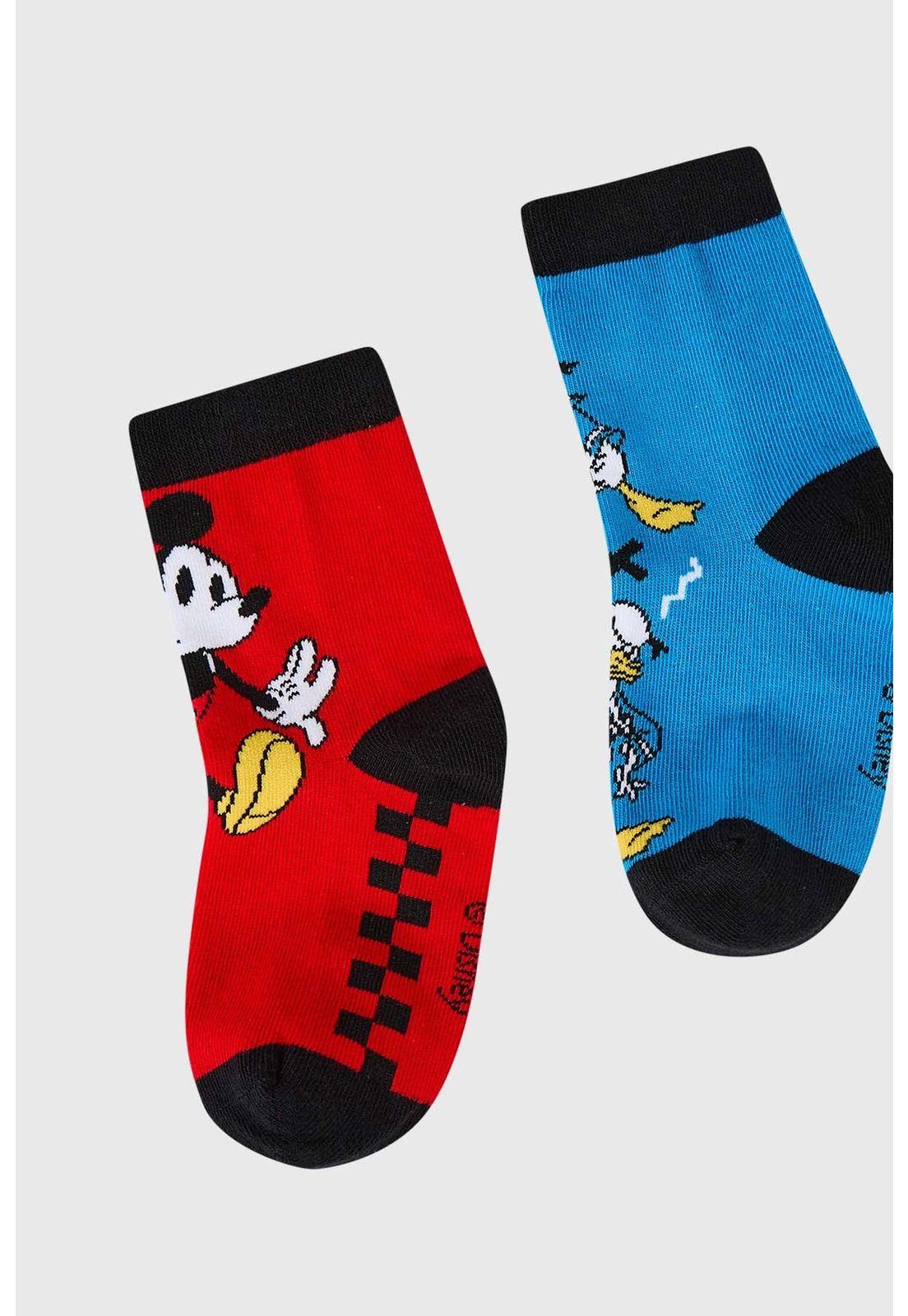 Calcetín Niño Bipack Mickey Mouse Rojo-1