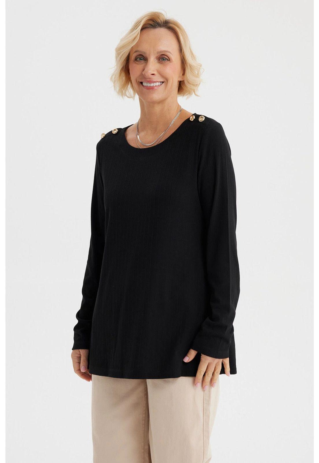 Polera Mujer Lisa Negro - ll-1