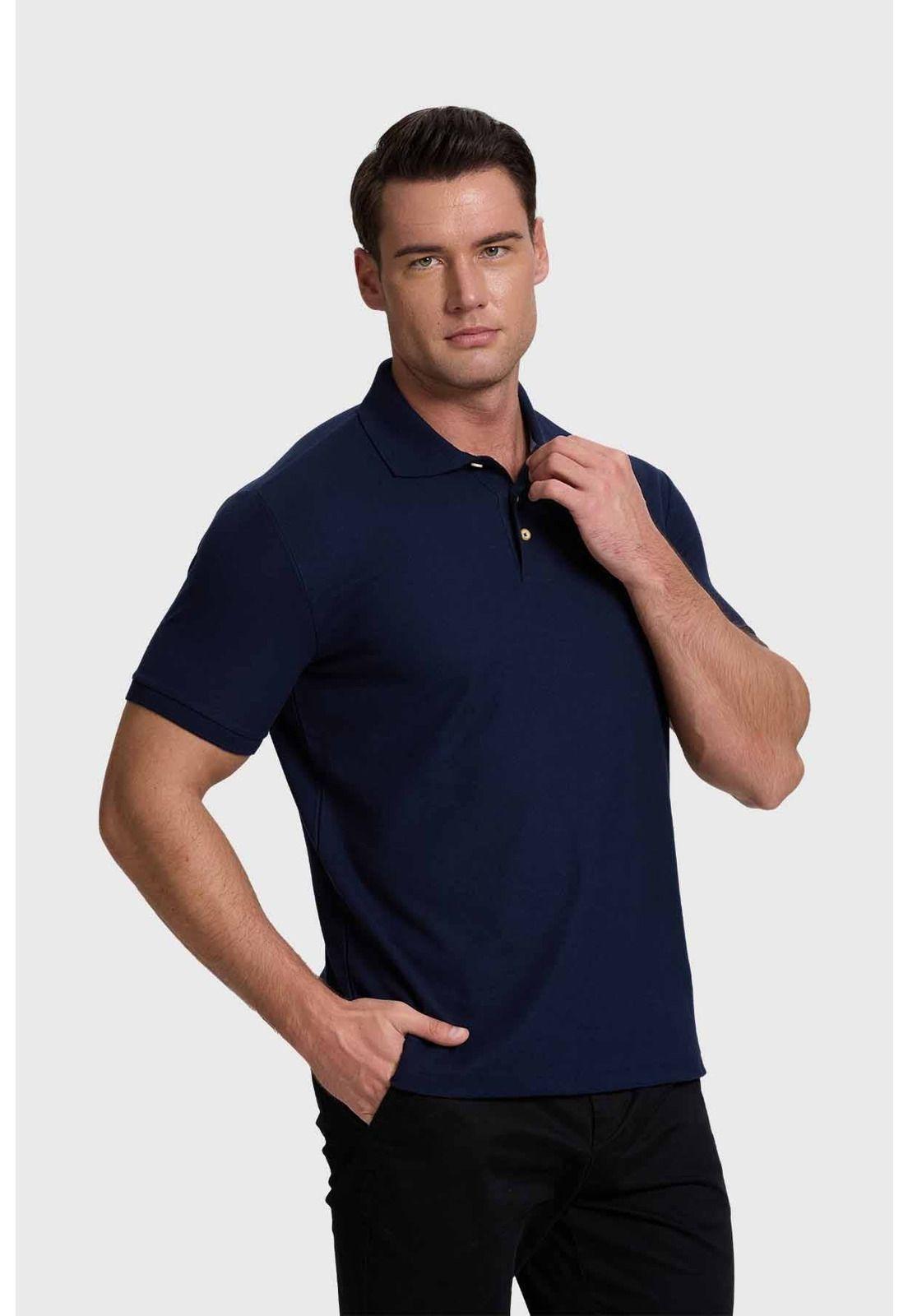 Polera Hombre Piqué Básica Azul - lV-1