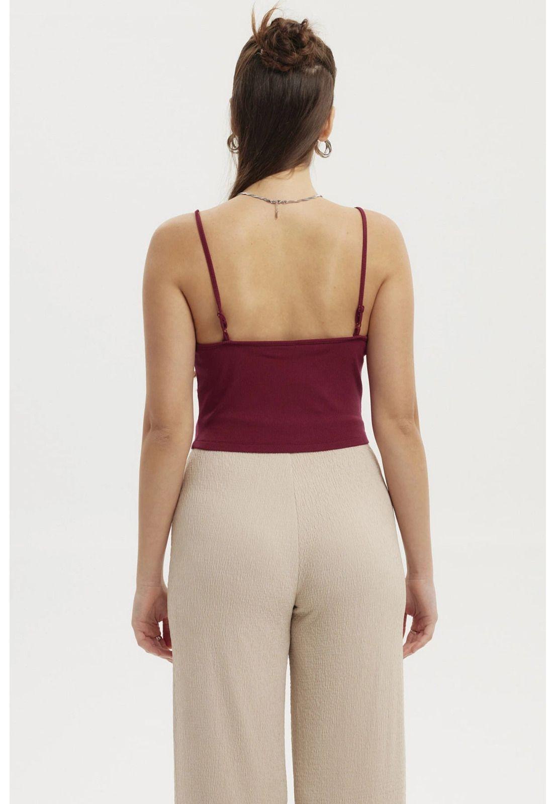 Polera Peto Mujer Crop Rib Vino Oscuro-2