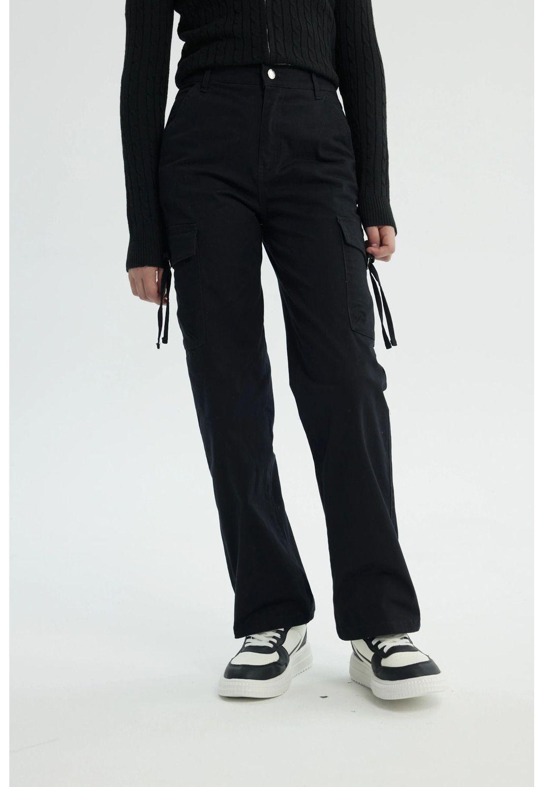Pantalón Niña Wide Leg Negro - lV-0