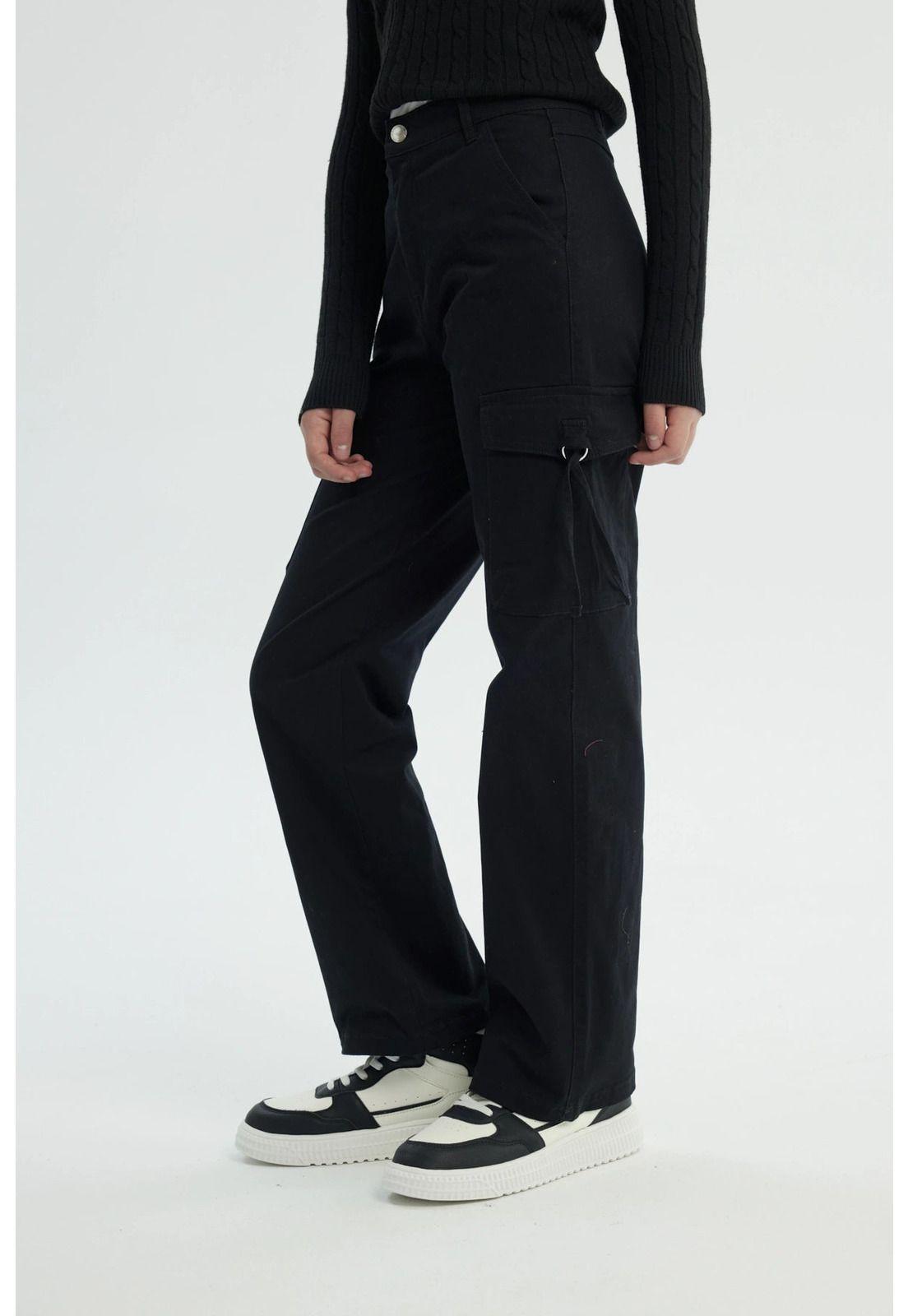 Pantalón Niña Wide Leg Negro - lV-1