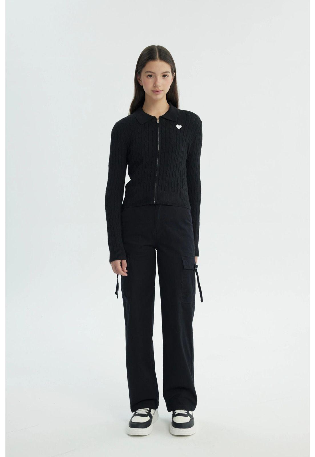 Pantalón Niña Wide Leg Negro - lV-3