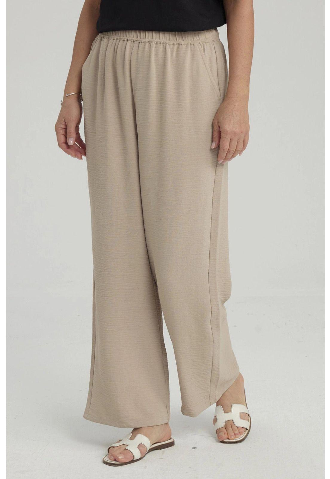 Pantalón Mujer Crep Pinzas Arena-1
