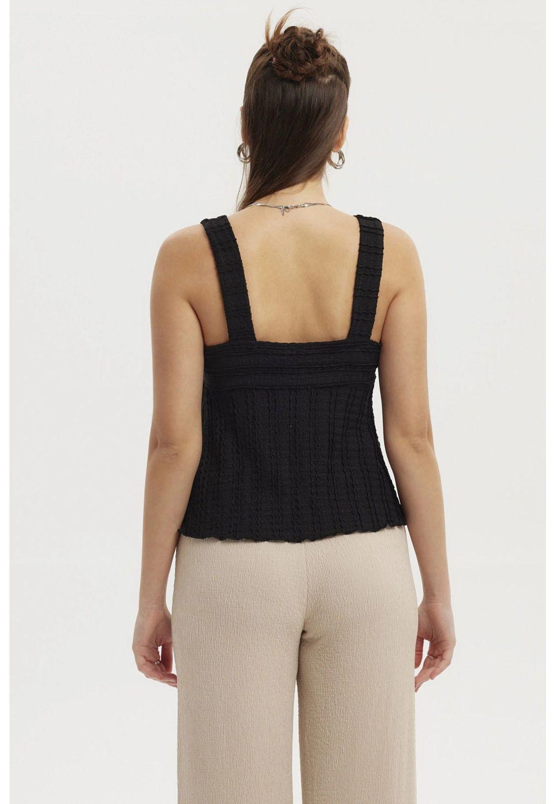 Polera Mujer Textura Cinta Negro-2