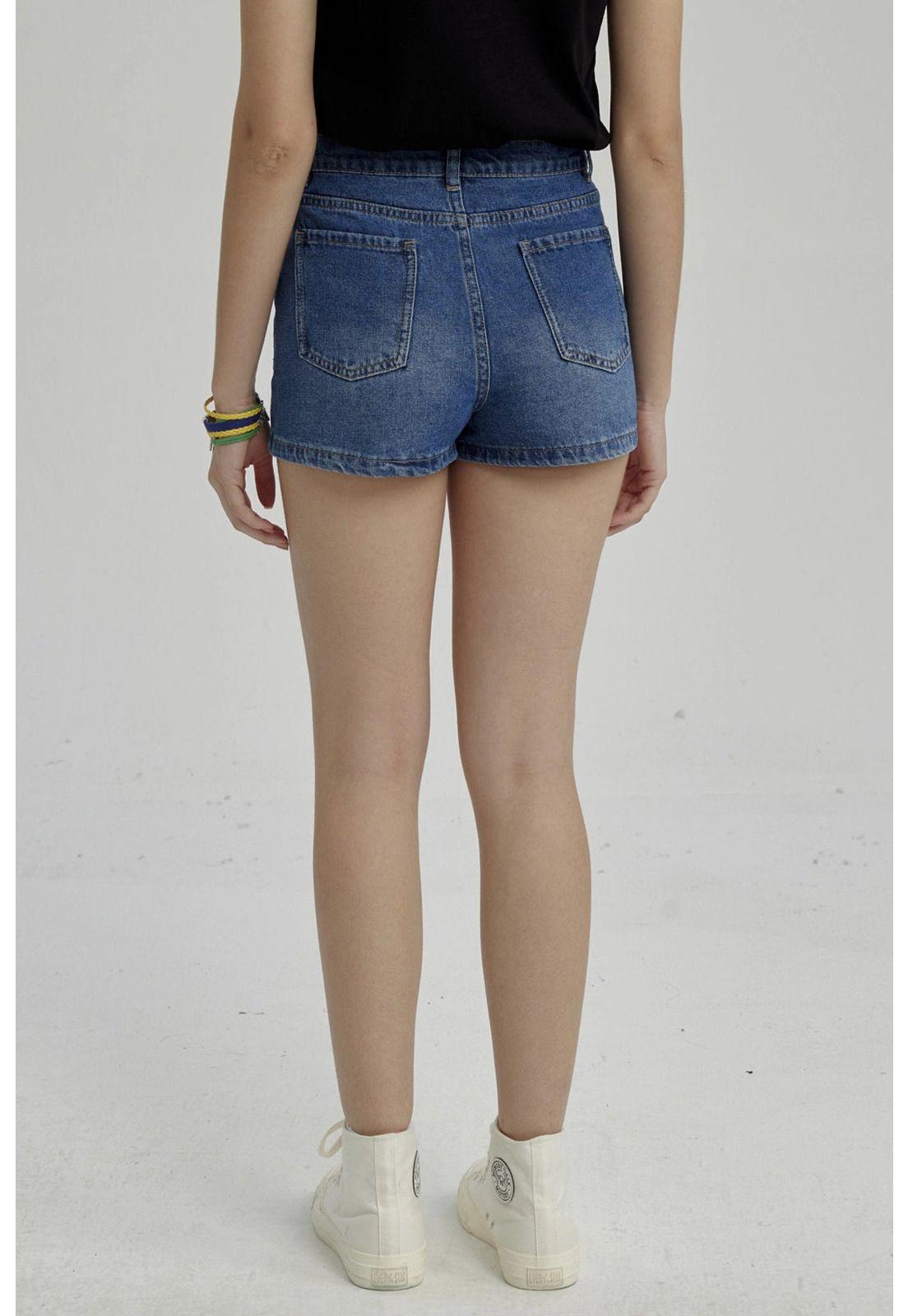 Short Niña Denim Bolsillo Delantero Azul-2