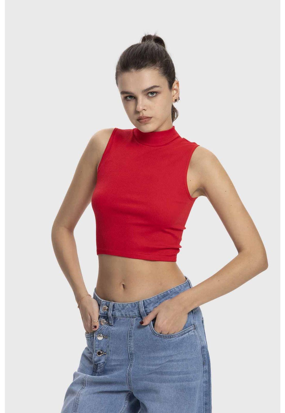 Polera Mujer Estilo Peto Rojo-1