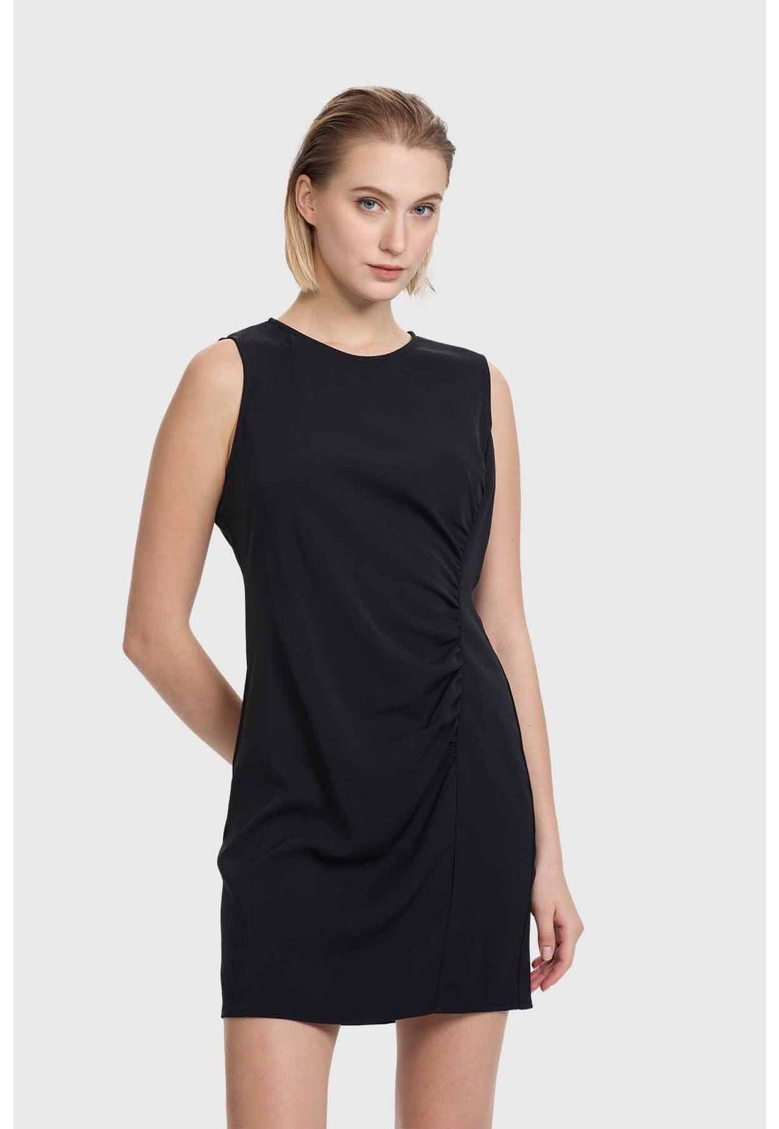 Vestido Mujer Corte Delantero Negro-0