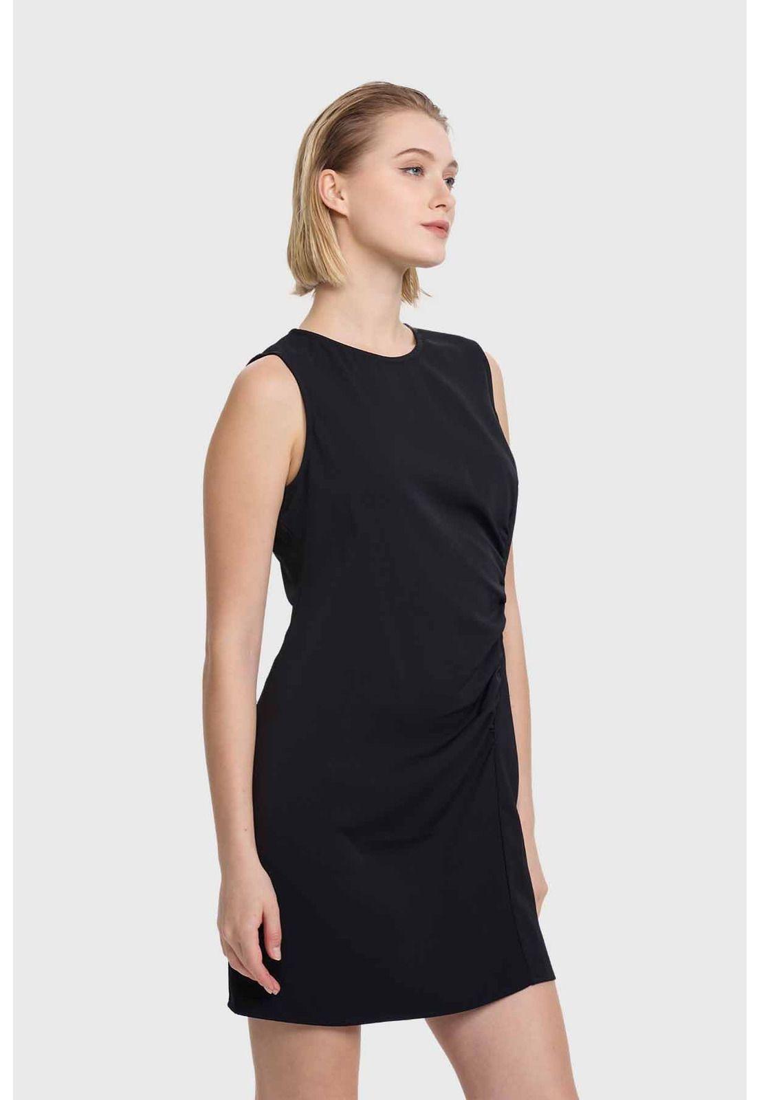 Vestido Mujer Corte Delantero Negro-1