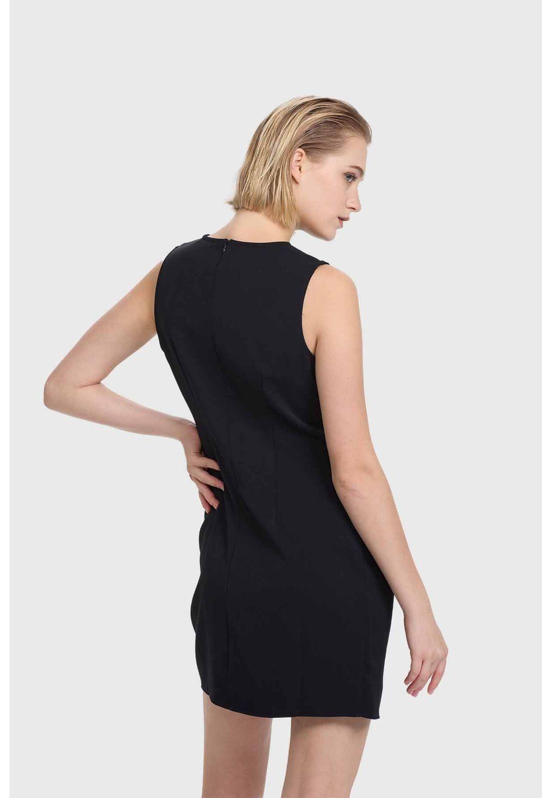Vestido Mujer Corte Delantero Negro-2